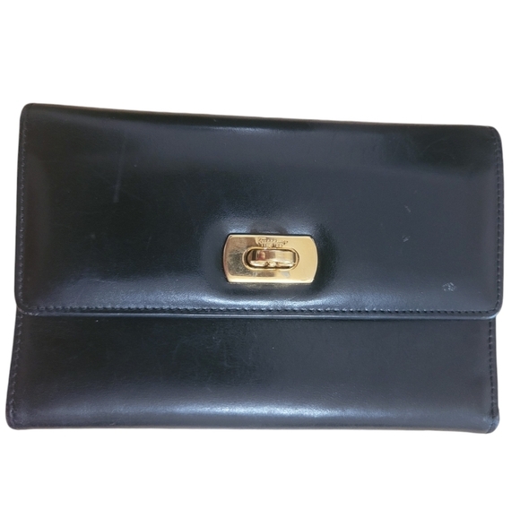 Salvatore Ferragamo Handbags - Salvatore Ferragamo Black Gancini Logo Plaque Calf Leather Wallet Medium Size